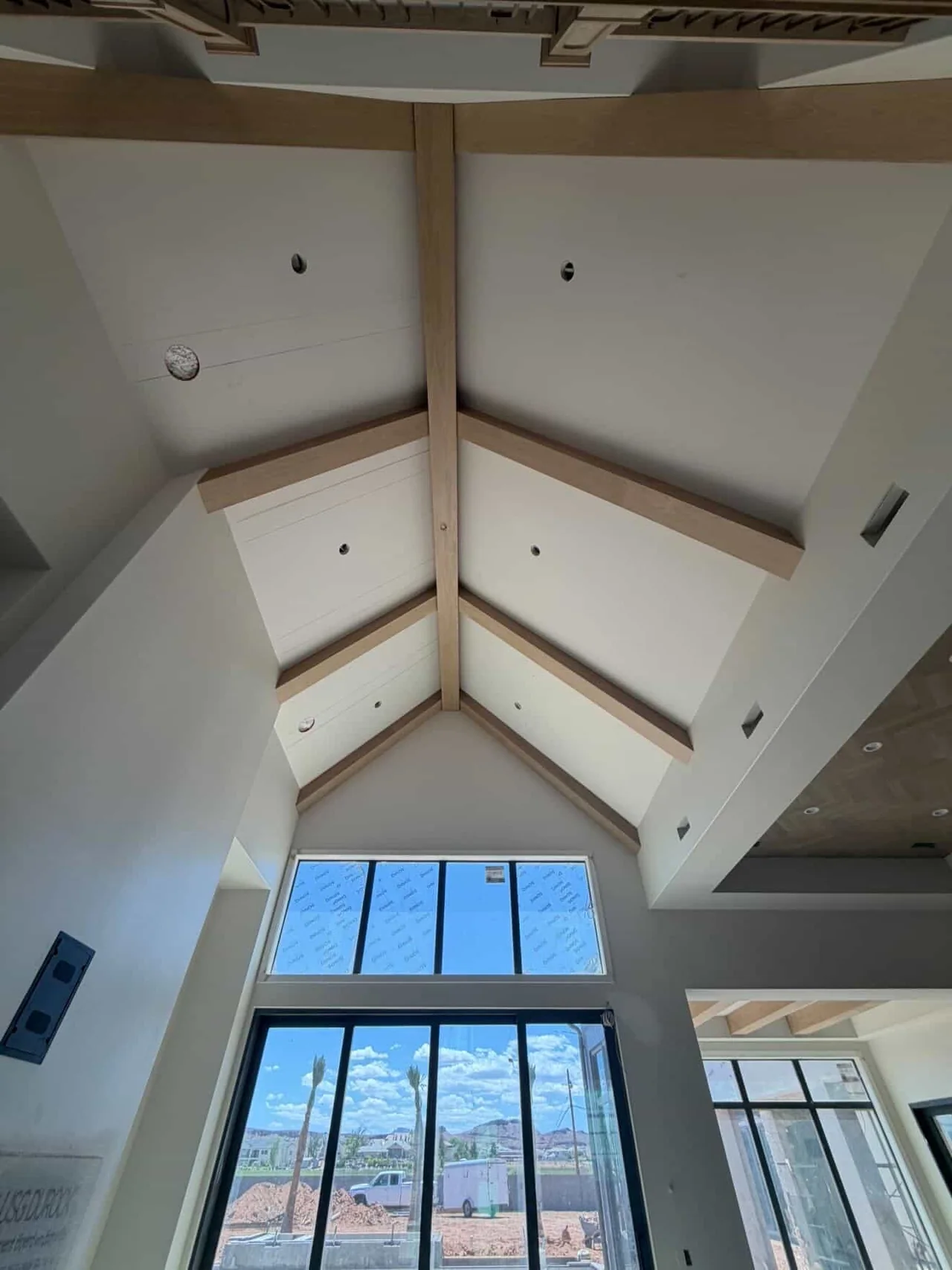 Ceiling beams and custom wood detail